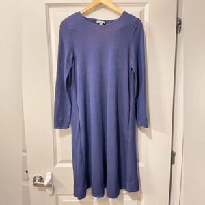 COS minimalist Long Sleeve Jersey Knit Dress Blue Small